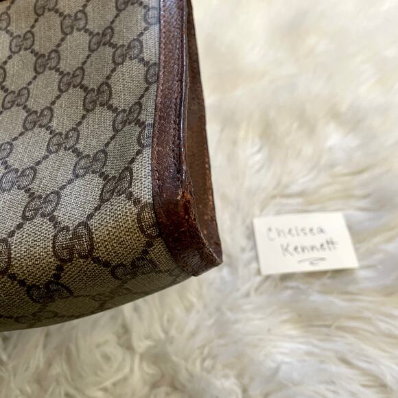 Gucci Vintage Clutch Brown Web Bag Logo Monogram Interlocking GG Stripe - Picture 8 of 16